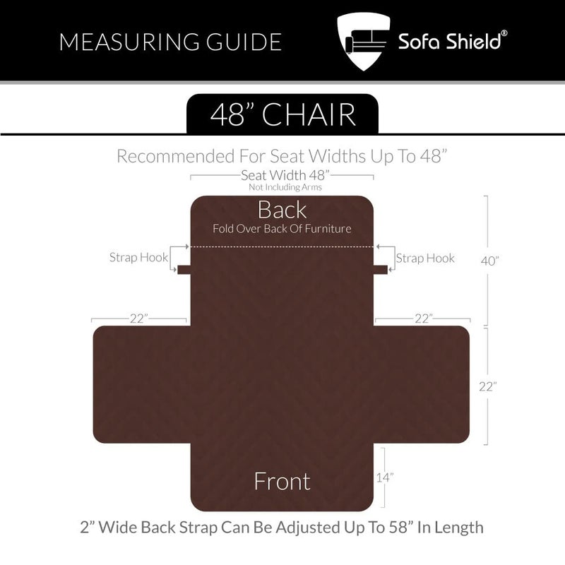 Sofa Shield Armchair Slip Cover with Patented Strap, Cushion Protector, US Designed Reversible Stain and Dog Tear Resistant Slipcover, 48 inch Seat, Washable Covers for Dogs Pets, Charcoal - Image 5